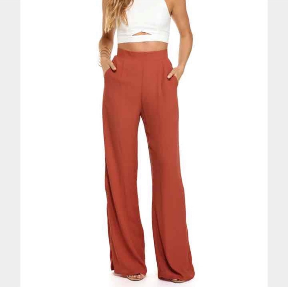 High waist Windsor rust linen pants - Picture 2 of 4